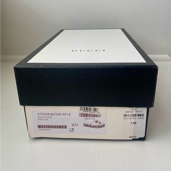 GUCCI white leather espadrilles with gold heritage double-g hardware. Worn once - Picture 6 of 6